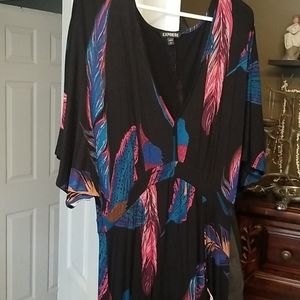 Express feather print dress